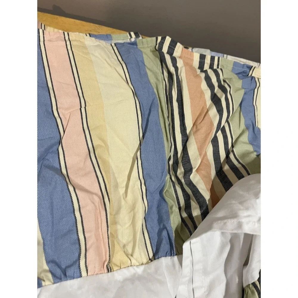 Chaps Ralph Lauren Coral‎ Sands Blue Green Striped (1) Queen Bedskirt 15